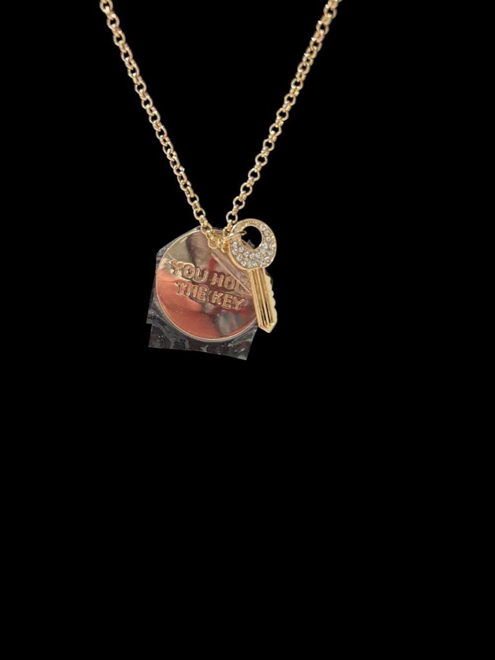 Gold Tone 'You Hold The Key' Pendant Necklace - Picture 1 of 2